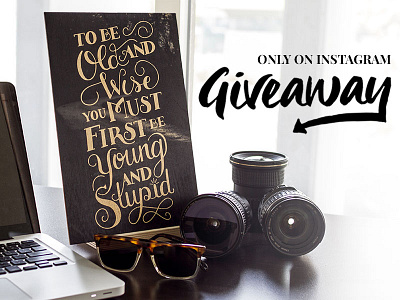 3K Instagram Giveaway contest custom type free giveaway hand lettering lettering quote type typography wood print