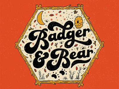 Badger & Bear 70s bee bee hive camping cursive hand lettering lettering outdoor script type typography wood