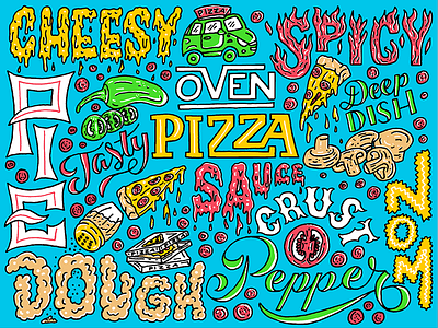 Hail Pizza art cheesy hand lettering illustration lettering nom pizza spicy tasty type typography
