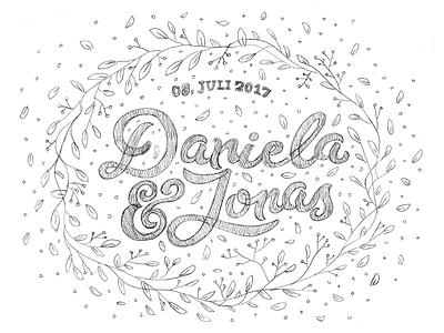 Daniela & Jonas Wedding Invites Concept 2 brush script floral hand lettering leaves lettering pattern script type typography