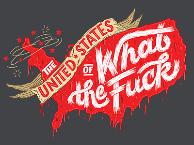 The United States of WTF fuck hand lettering hillary lettering melting politics script trump typography united states usa