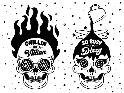 Office Door Hanger Freebie chillin like a villain coffee fire free freebie illustration lettering skull so busy