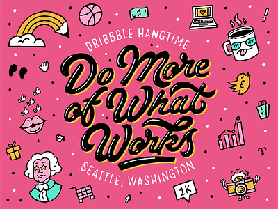 I'm Speaking at Dribbble Hangtime Seattle camera coffee conference hand drawn hand lettering icons lettering pencil seattle speaking typography washington