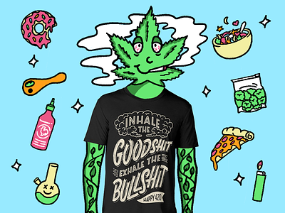 420 Weed Head 420 apparel black tee cartoon doodle marijuana maryjane munchies shirt t shirt design tee weed