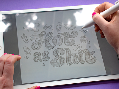 Hot As Shit art design digital hand lettering heat ice cream ice cream cone illustration ipadpro lemonade lettering lettershoppe milkshake popsicle slushie summer summer party sunglasses type typography