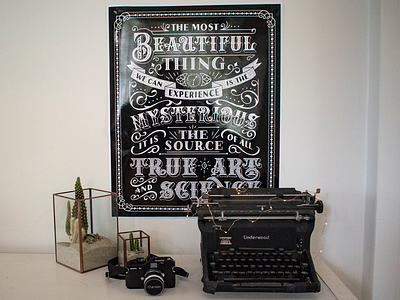 The Most Beautiful Thing albert einstien art camera design digital experience hand lettering illustration ipadpro lettering lettershoppe mysterious photoshot poster science source true type typewriter typography