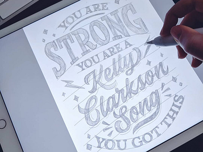 You Are Strong! apple pencil astropad digital lettering gay pride hand lettering ipadpro jonathan van ness kelly clarkson lettering mixed lettering queereye script serif song strong tv lettering type typography you are strong you got this