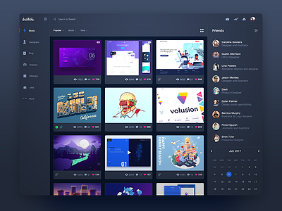 Dribbble black UI