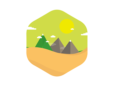 A sunny landscape badge circle flat icon illustration illustrator nature shape vector