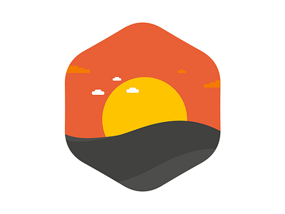 Warm Sunset badge flat icon illustration illustrator nature shape vector