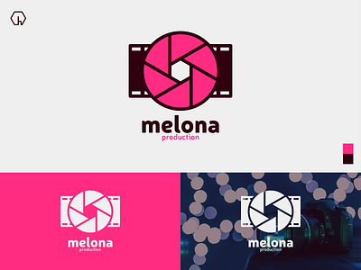 Melona Production aperture camera camera logo film film logo lens photo photography photography logo pink