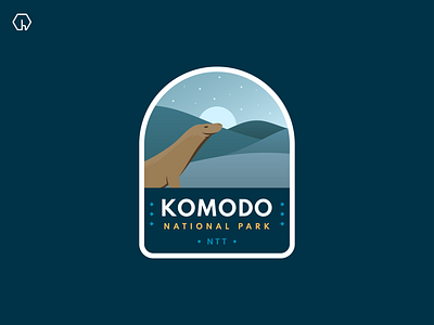 Komodo National Park blue indonesia komodo komodo logo landscape national park national park logo night