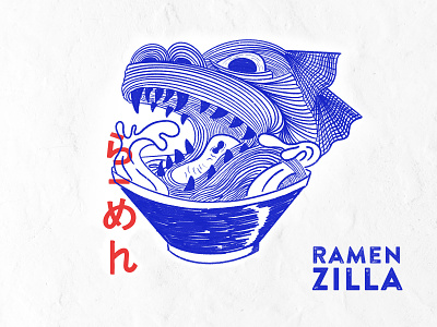 Ramenzilla drawing illustration print sketch