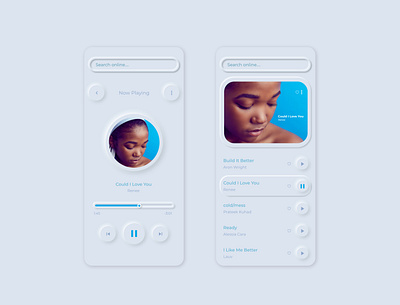 Neumorphism Music Player Concept 2020trend blue illustration music musicplayer neumorphism ui uiconcept uidesigner uitrend ux