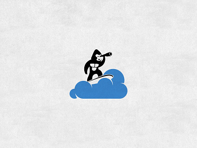 ApeSurf ape blue clouds eyes logo negative space ocean surf surfer telescope water wave