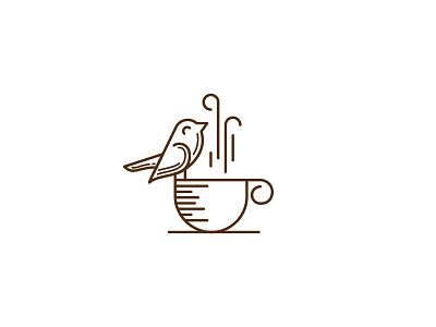 JB Cafe beverage bird brown coffee creative cup logo smart smile sparrow