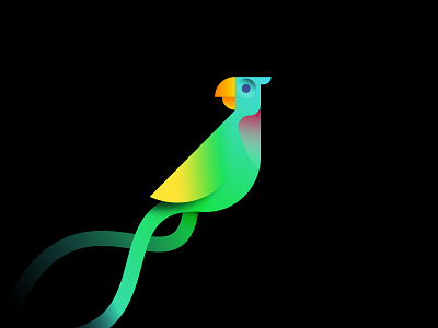 Animal Series For Fun - Quetzal bird color colorful feathers gradient illustration logo quetzal vector