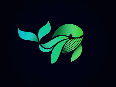 Animal Series For Fun - Whale animal blue fish gradient green logo ocean whale