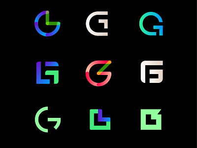 Greenlight - Variations of G alphabet black g gradient green light logo type