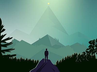 Mountain Peak design art forest gradient green human illustration illustration design mountain peak