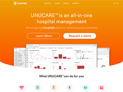 Unumed Website africa dashboard design gradient hospitality management app orange software ui ux design