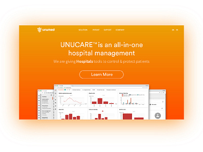 Unumed Homepage app dashboard design homepage hospital medical orange software ui ui ux website