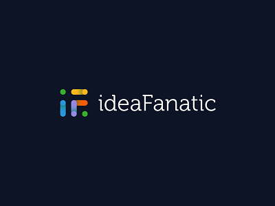 ideaFanatic arrows design dots gradient gree human icon idea logo network slab serif