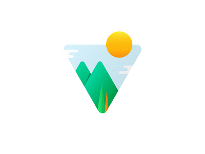 36days Of Type - V 36days 36daysoftype blue gradient gradients graphic design illustration logo design logo icon monogram mountain sun nature u u logo valley