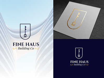 Fine Haus alphabet logo brand identity design f logo h logo key hole key logo letterpress luxury logo design monogram real estate logo serif logo shield logo