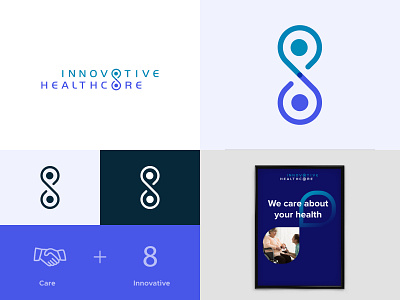 Innovative Healthcare 8 branding identity care circle connection diagram gradient hands handshake hospital icon innovative logo negative space outline people sign