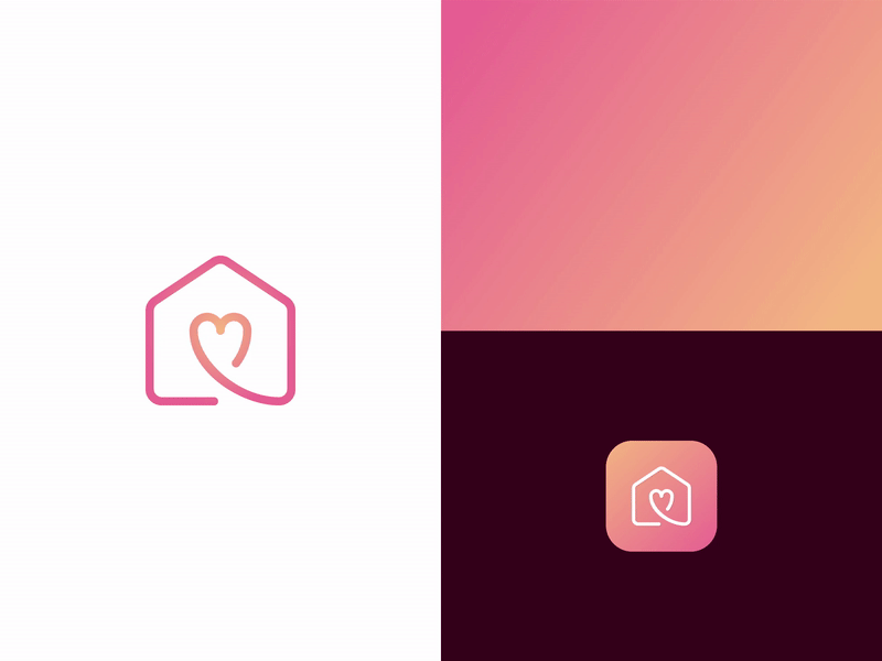 Spacejoy architect brand identity happy happy hour heart interior design logodesign love minimal orange pink outline space warmth