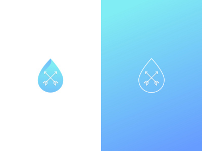 Arrow drop app logo design archer arrow blue bow brand identity cosmetic cosmetics drop line logo design pure water