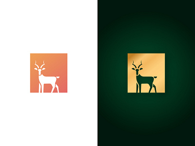 Impala animal logo antelope gold logo golden badge gradient icon mark logo impala luxury mark negative space logo orange logo