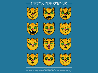 Meowpressions cartoon character design illustration vector