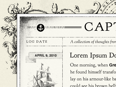 Captain's Log beige goudy bookletter helvetica nautical vintage