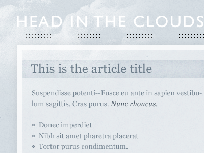 Head in the clouds blue clouds georgia gill sans