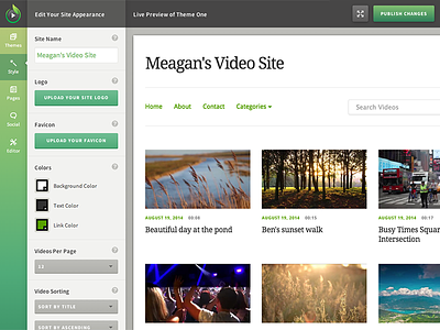 SproutVideo Theme Picker, v2 admin dashboard green source sans pro sproutvideo
