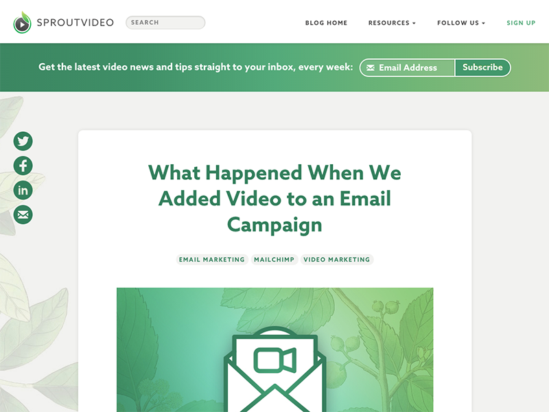 SproutVideo Blog updates subscribe social blog gradient green azo sans sproutvideo