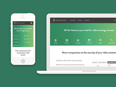 SproutVideo Features Page Case Study features page gradients marketing responsive saas sproutvideo startup website