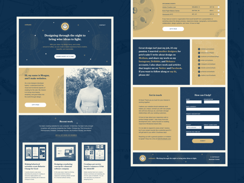 New Owltastic adobe insider adobe partner adobe xd contact form designer portfolio homepage illustration illustrations landing page made with xd marketing website owl owls portfolio ui design ux design