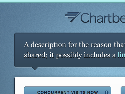 Coming soon from Chartbeat: awesomeness. blue chartbeat georgia gradient helvetica texture