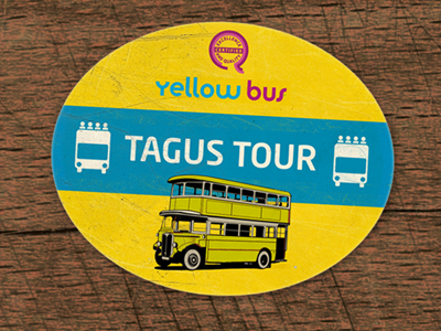 Yellow Bus lisboa lisbon portugal retro souvenir sticker travel vintage worn