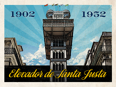 Santa justa postcard lisboa lisbon portugal postcard retro souvenir travel vintage worn