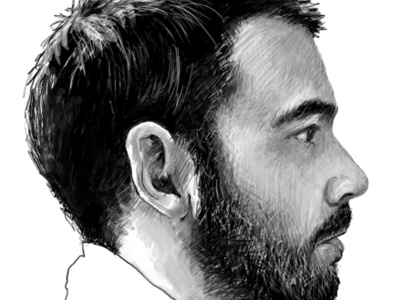 Self-portrait black face illustration portrait sketch tablet wacom white