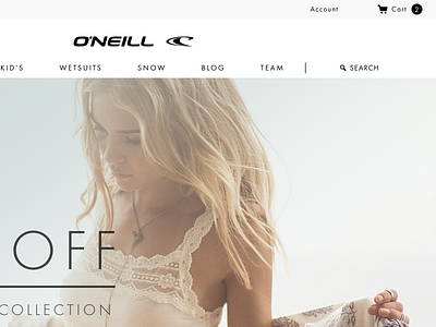 O'Neill black ecommerce minimal oneill white