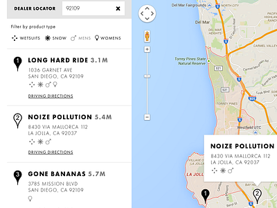 O'Neill Dealer Locator black icons locator mapping minimal oneill white