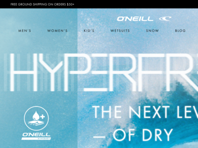 O'Neill Product Landing background crazy kerning landing oneill