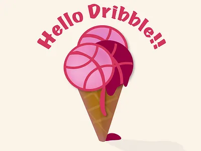 Hello Dribble 2d cartooning debut design dribble dribbleartist graphic graphicdesign graphicdesigner hello hellodribble hidribble icecream illustration illustrator pink ui