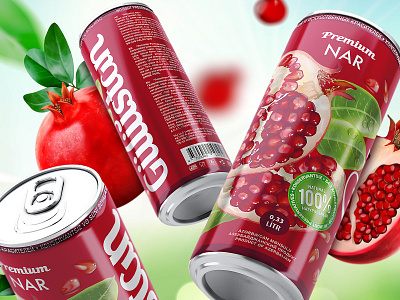 Aluminium can design for natural Pomegranate juice. branding design illustration packaging packagingdesign vector