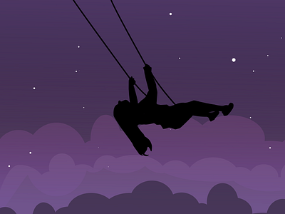 Swing under Night Sky Illustration drawing illustration illustration art illustrator inkscape night night sky purple sky swing vector vectorart woman